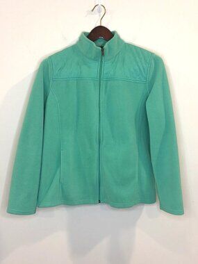 Talbots Quilted Fleece Jacket Women's XL Aqua Green Full Zip